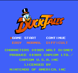 Duck Tales title screen for NES